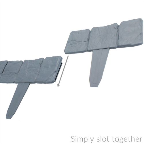Elegant Grey Stone Effect Lawn Edging - 5M Set of 20 | Pukkr