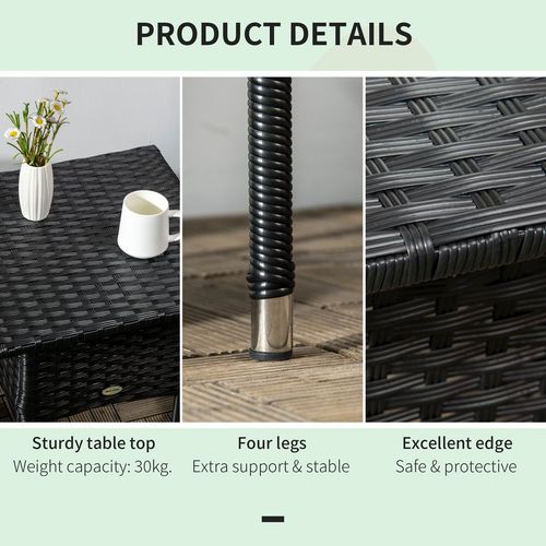 Durable PE Rattan Outdoor Coffee Table for Patio & Garden - Sleek Black Design