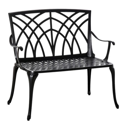 Outsunny Ergonomic 2-Seater Cast Aluminium Garden Loveseat with Stylish Armrests
