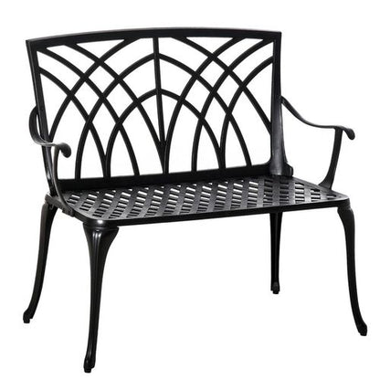 Outsunny Ergonomic 2-Seater Cast Aluminium Garden Loveseat with Stylish Armrests
