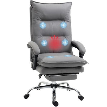 Vinsetto Heated Vibration Massage Office Chair with Footrest - Grey Comfort