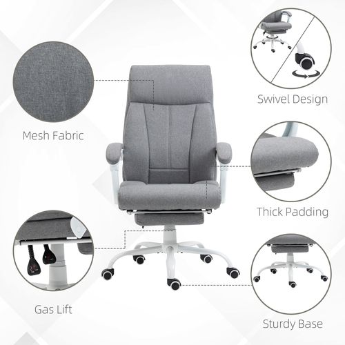 Vinsetto Grey Fabric Office Chair with Armrest, Footrest, and Wheels