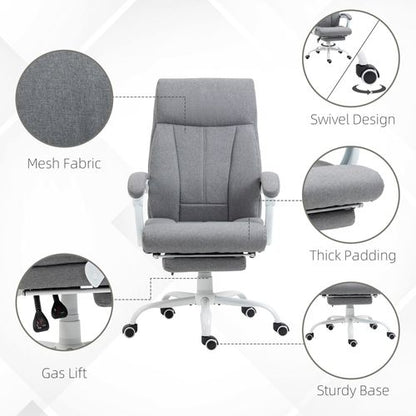 Vinsetto Grey Fabric Office Chair with Armrest, Footrest, and Wheels