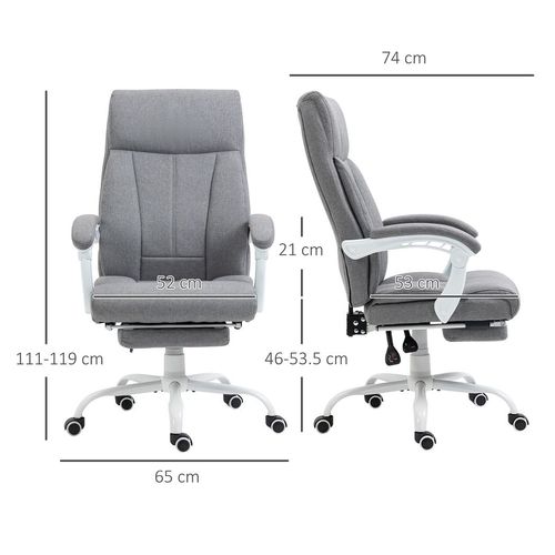 Vinsetto Grey Fabric Office Chair with Armrest, Footrest, and Wheels