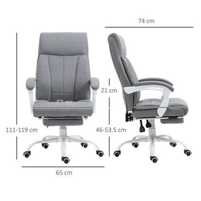 Vinsetto Grey Fabric Office Chair with Armrest, Footrest, and Wheels