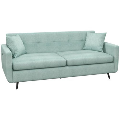 Modern HOMCOM 2-Seater Sofa: Stylish Fabric Couch with Wood Legs & Cushions