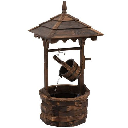 Enchanting Fir Wood Wishing Well Fountain for Stunning Garden Decor