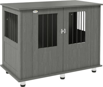 PawHut Dual-Function Dog Crate & Stylish Side Table - Secure & Chic Design