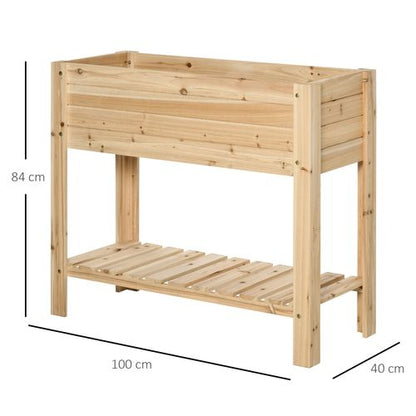 Wooden Raised Plant Stand Tall Flower Bed Box with Clapboard 100x40x84cm