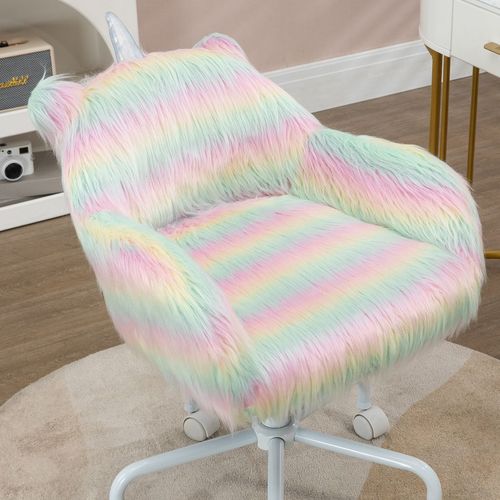 Vinsetto Unicorn Desk Chair - Fluffy Faux Fur Home Office Chair with Armrests