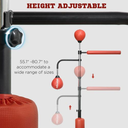 SportNow Freestanding Punching Bag with Reflex Bar & Adjustable Speed Balls