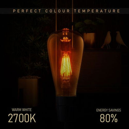 5-Pack Dimmable Vintage E27 LED Bulbs - Warm White 2700K Ambiance Lighting