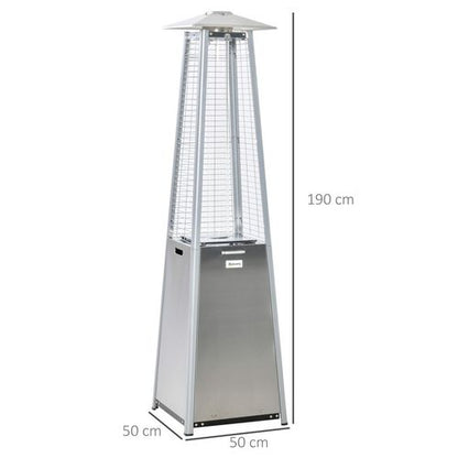 Outsunny 11.2KW Patio Gas Heater Pyramid Heater w/ Regulator Hose Cover, Silver