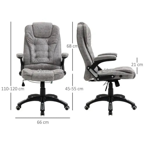Luxurious Grey High Back Office Chair with Swivel Wheels & Recline Comfort