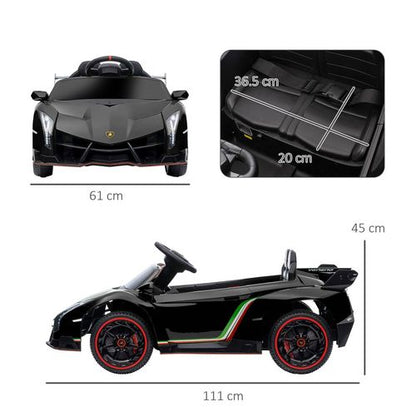 Lamborghini Veneno Kids Electric Ride-On Car with Remote - Black Edition