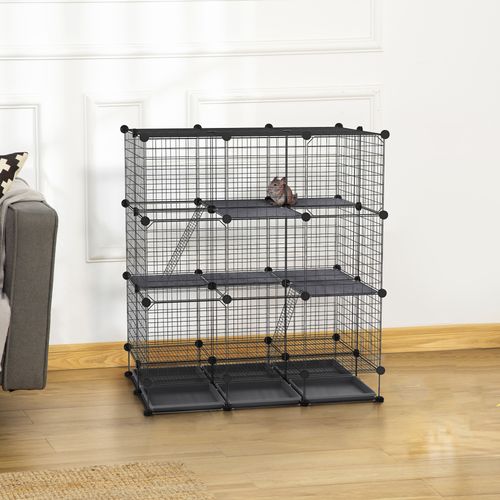 30-Piece Expandable Steel Pet Cage Set - Easy Clean & Spacious Design!