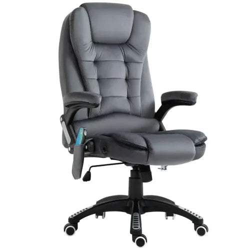 Grey Executive Reclining Chair with Heated Massage & Relaxing Headrest