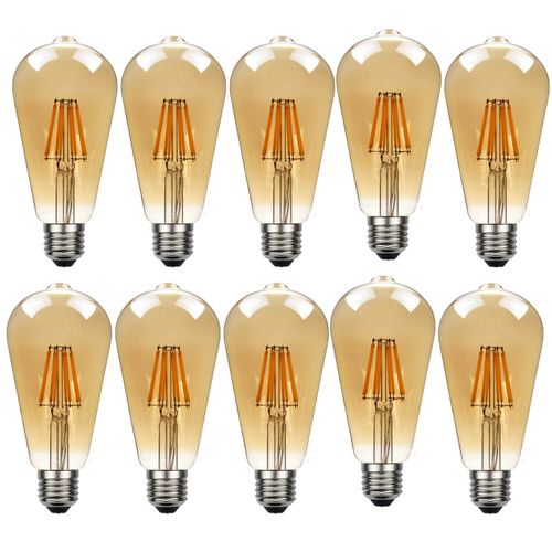 Vintage Edison E27 LED Bulbs - 10-Pack Dimmable Warm White 2700K Lights