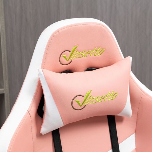 Vinsetto Pink Racing Gaming Chair: Ergonomic Comfort & Style with Lumbar Support