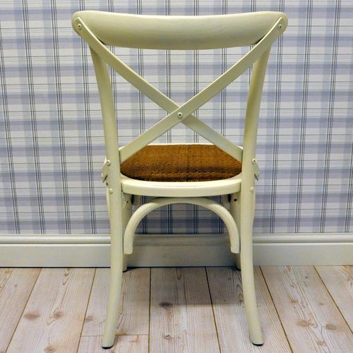 Elegant White French Cross Back Chair - Stackable & Easy to Clean!