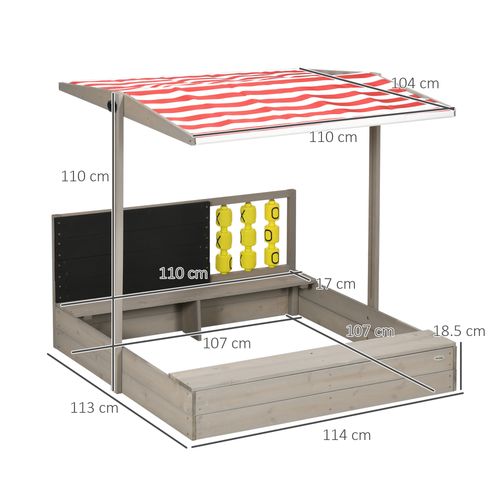 Outsunny Kids Sandbox with Canopy & Seats - Perfect Garden Play Area