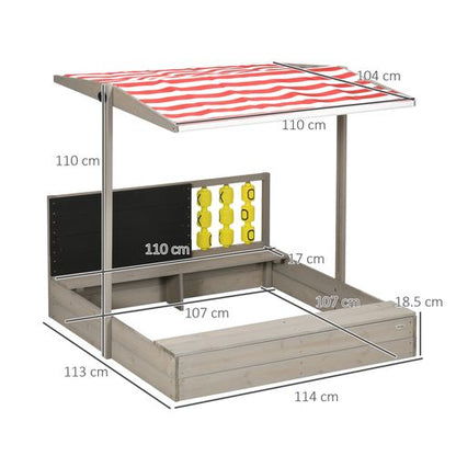 Outsunny Kids Sandbox with Canopy & Seats - Perfect Garden Play Area