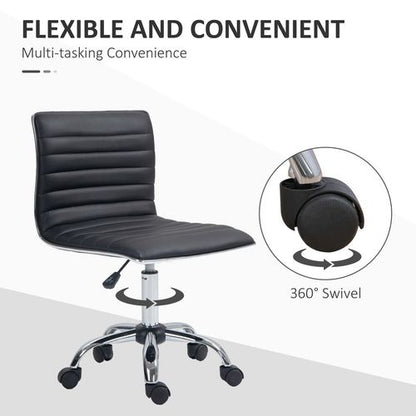 Ergonomic HOMCOM Armless Office Chair: 360° Swivel Comfort in Black
