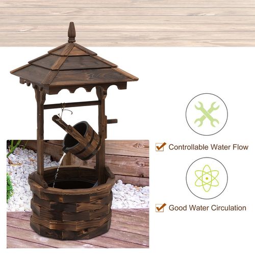 Enchanting Fir Wood Wishing Well Fountain for Stunning Garden Decor