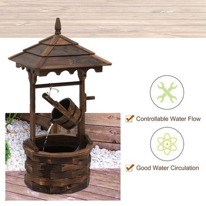 Enchanting Fir Wood Wishing Well Fountain for Stunning Garden Decor