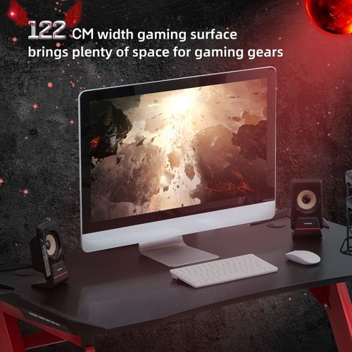 Ultimate Gaming Desk: Cup Holder, Headphone Hook & Ergonomic Design