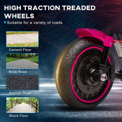 Pink 6V Electric Motorbike for Toddlers with Training Wheels & Headlight