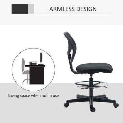Vinsetto Adjustable Draughtsman Office Chair with Footrest - Black Elegance