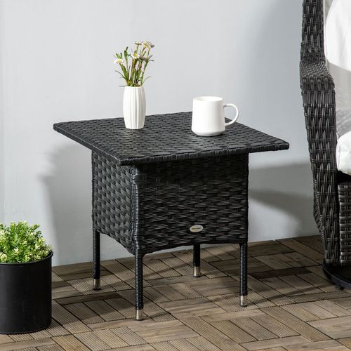 Durable PE Rattan Outdoor Coffee Table for Patio & Garden - Sleek Black Design