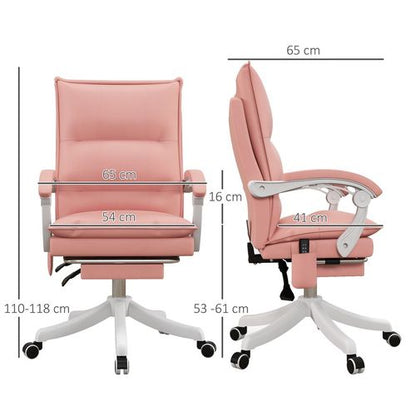 Vinsetto Pink Faux Leather Massage Office Chair with Heat & Footrest