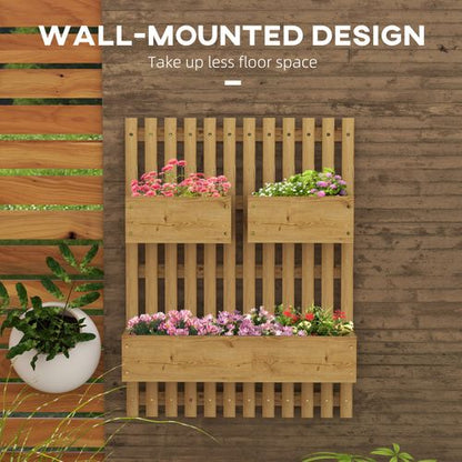 Outsunny Wooden Garden Planters with Trellis Wall-mounted Raised Garden Bed