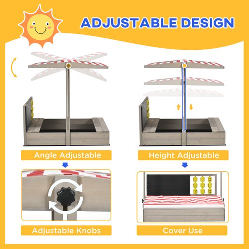Outsunny Kids Sandbox with Canopy & Seats - Perfect Garden Play Area