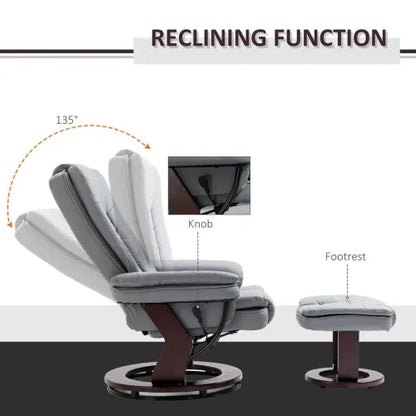 Luxurious Grey Swivel Recliner with Footrest - Comfort Meets Style