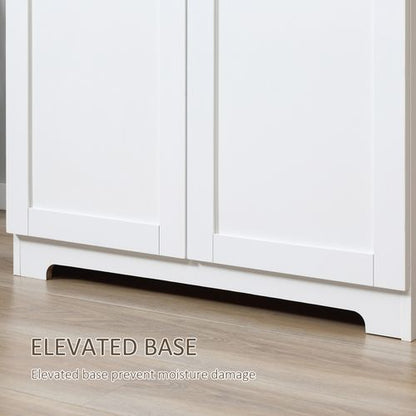 Elegant 172cm White Wooden Storage Cabinet with 4 Shelves & 2 Doors