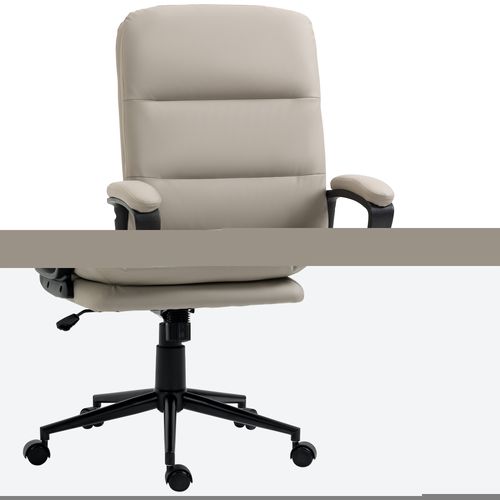 Vinsetto Grey PU Leather Ergonomic Office Chair with Adjustable Height & Armrests