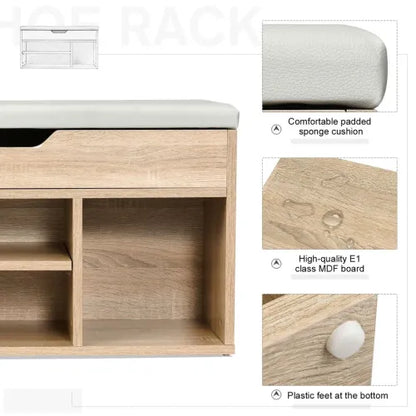 Stylish Shoe Storage Bench with Hidden Compartment & Comfortable Sponge Top