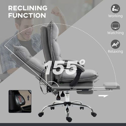 Vinsetto Heated Vibration Massage Office Chair with Footrest - Grey Comfort
