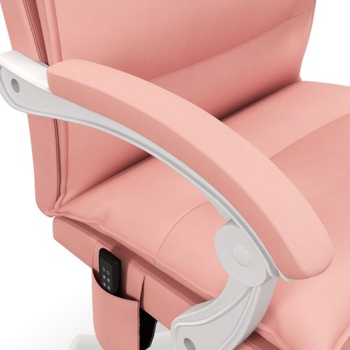 Vinsetto Pink Faux Leather Massage Office Chair with Heat & Footrest