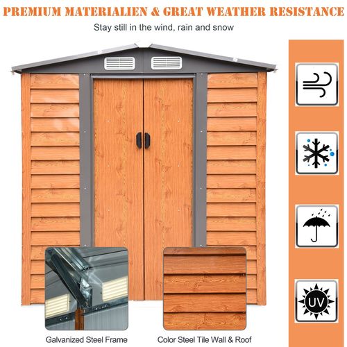 Stylish 6x5ft Outdoor Metal Garden Shed for Tools & Equipment Storage