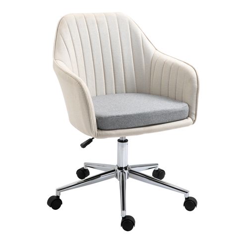 Vinsetto Ergonomic Beige Linen Swivel Desk Chair – Comfort Meets Style