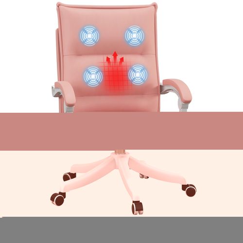Vinsetto Pink Faux Leather Massage Office Chair with Heat & Footrest
