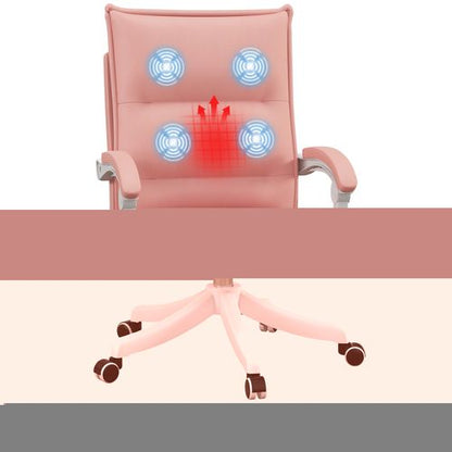 Vinsetto Pink Faux Leather Massage Office Chair with Heat & Footrest