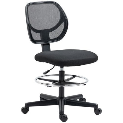 Vinsetto Adjustable Draughtsman Office Chair with Footrest - Black Elegance