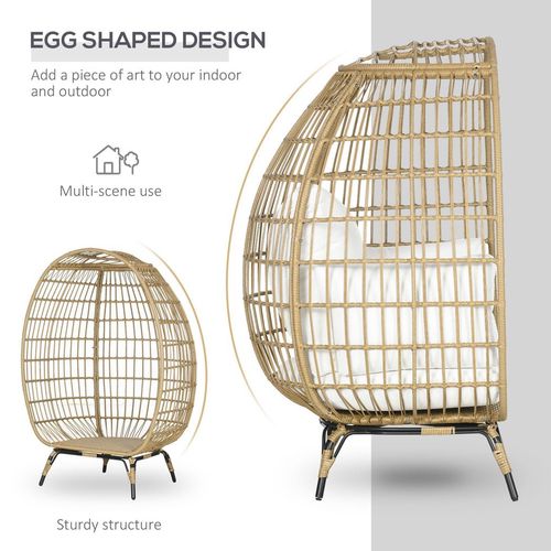 Outsunny Egg Chair: Cozy Khaki Rattan Relaxation Haven for Your Garden