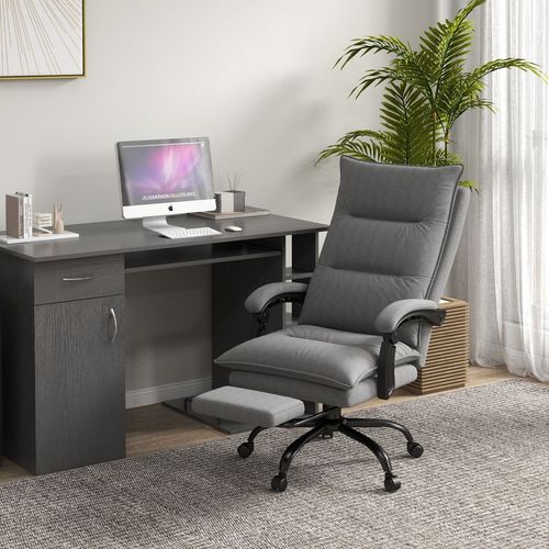 Vinsetto Heated Vibration Massage Office Chair with Footrest - Grey Comfort