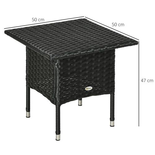 Durable PE Rattan Outdoor Coffee Table for Patio & Garden - Sleek Black Design